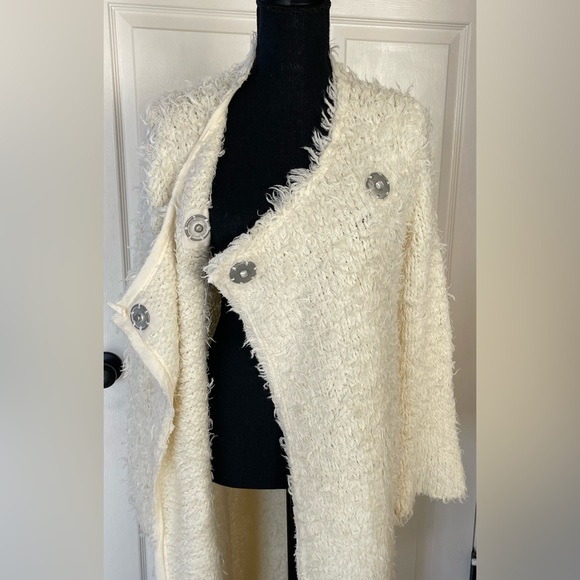 Free People Ivory Fuzzy Sweater Coat - Picture 7 of 10